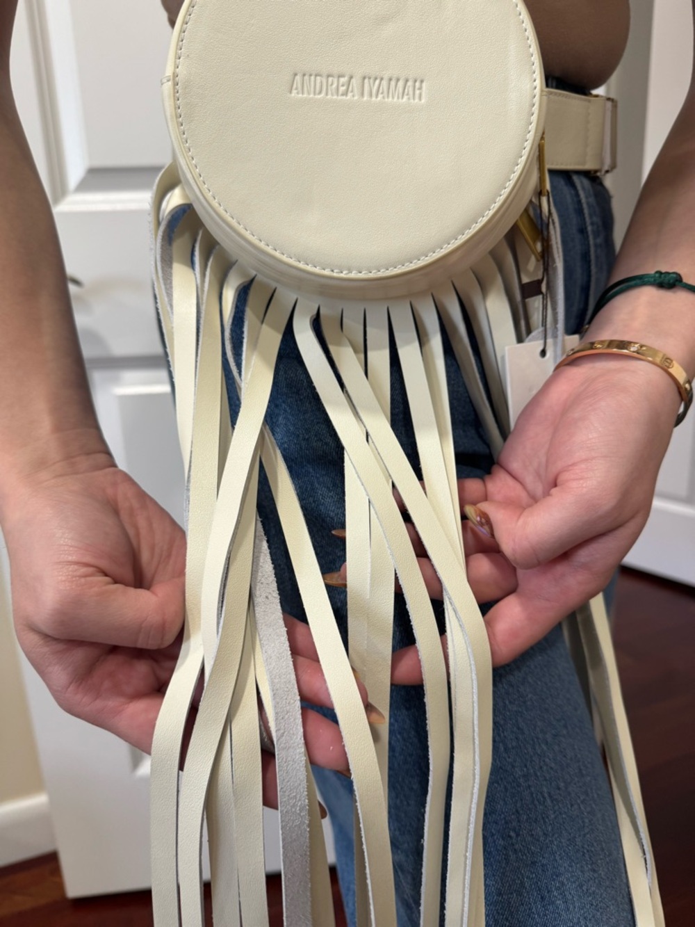 Andrea Iyamah DUN Ivory Round Detachable Fringe Belt Bag - Picture 5 of 16